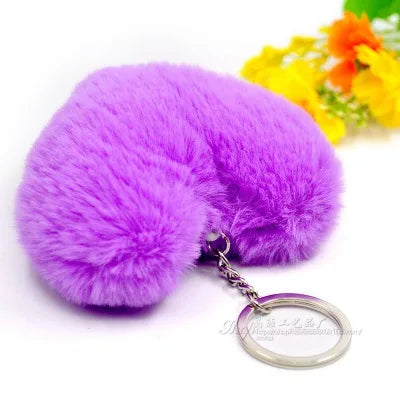 Fluffy Pompon Cœur – Porte-Clés Doux en Forme de Coeur, Idée Cadeau Saint-Valentin