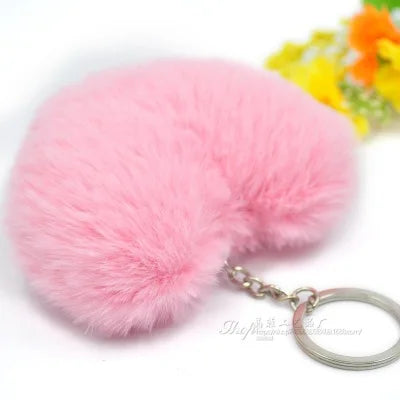 Fluffy Pompon Cœur – Porte-Clés Doux en Forme de Coeur, Idée Cadeau Saint-Valentin