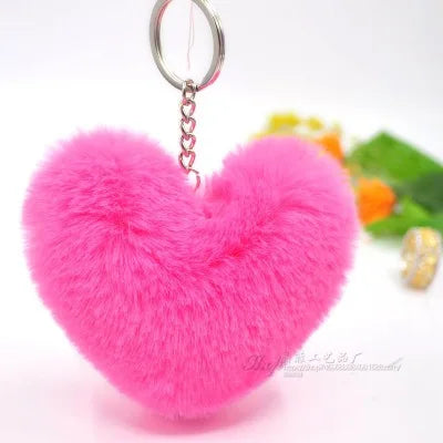 Fluffy Pompon Cœur – Porte-Clés Doux en Forme de Coeur, Idée Cadeau Saint-Valentin