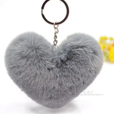Fluffy Pompon Cœur – Porte-Clés Doux en Forme de Coeur, Idée Cadeau Saint-Valentin
