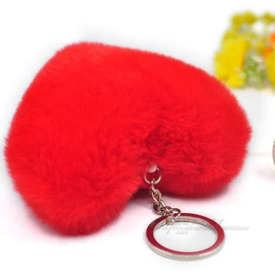 Fluffy Pompon Cœur – Porte-Clés Doux en Forme de Coeur, Idée Cadeau Saint-Valentin