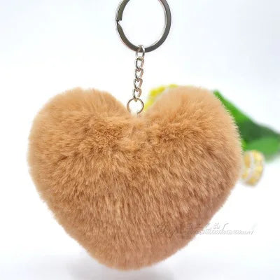 Fluffy Pompon Cœur – Porte-Clés Doux en Forme de Coeur, Idée Cadeau Saint-Valentin