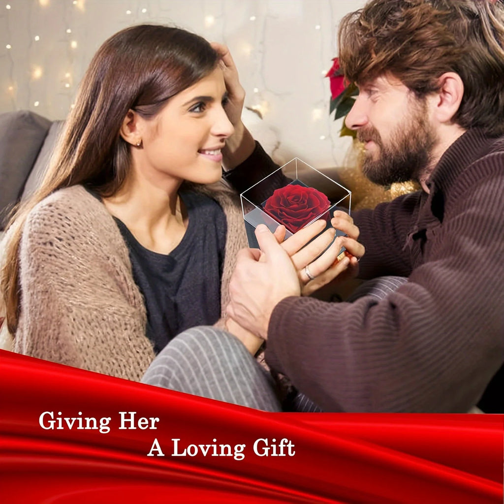 Coffret Rose Éternelle avec Collier Cœur Infini – Cadeau Romantique