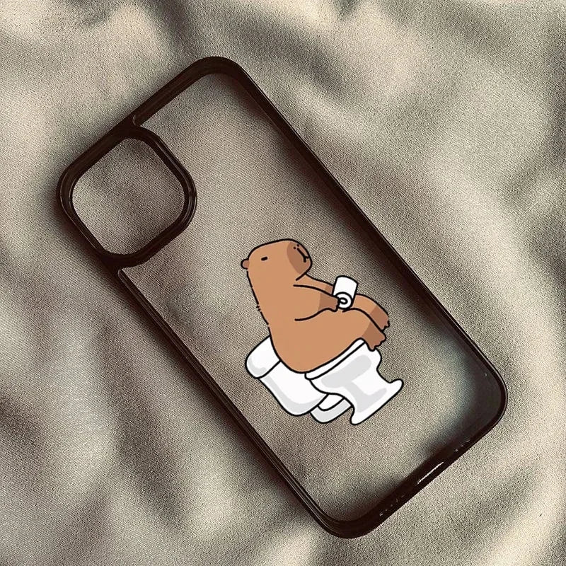 Coque iPhone Cartoon Capybara & Friends – Couple Mignon Lapin & Ours