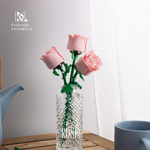 Bouquet de Roses Éternelles à Construire – Puzzle en Blocs – Cadeau Créatif Saint-Valentin