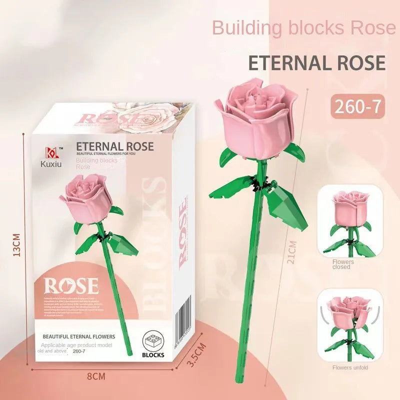 Bouquet de Roses Éternelles à Construire – Puzzle en Blocs – Cadeau Créatif Saint-Valentin