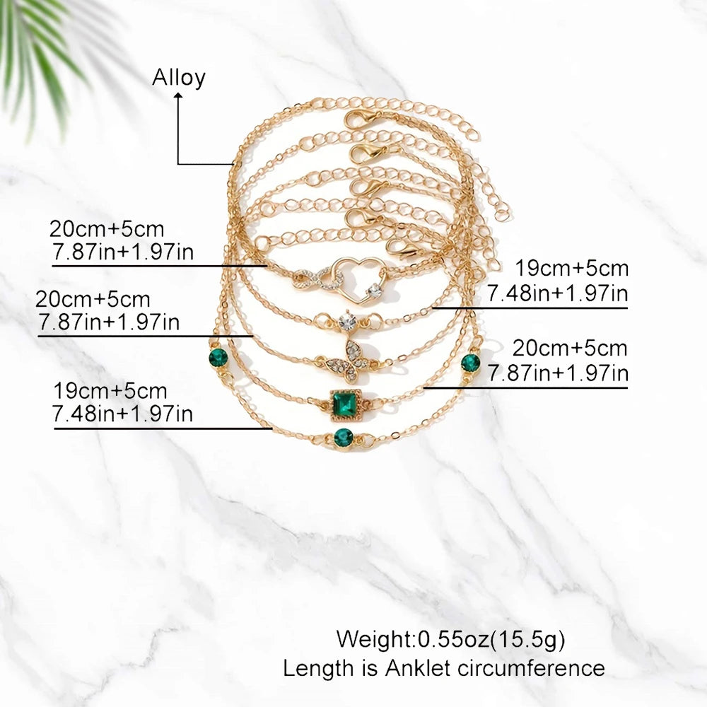 Set de 5 Bracelets Vintage Élégance – Strass Brillants & Symboles Infini