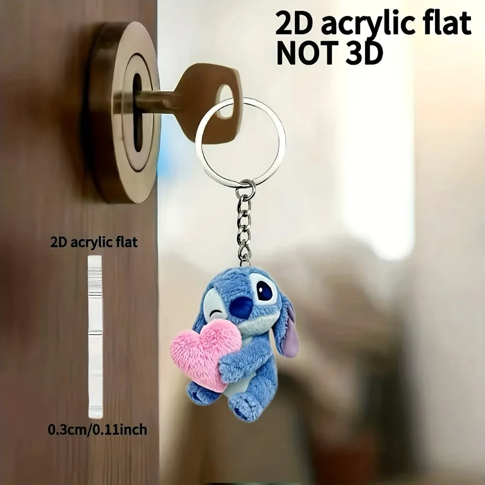 Porte-Clés Cœur Stitch Disney – Ornement Acrylique Officiel – Cadeau Saint-Valentin