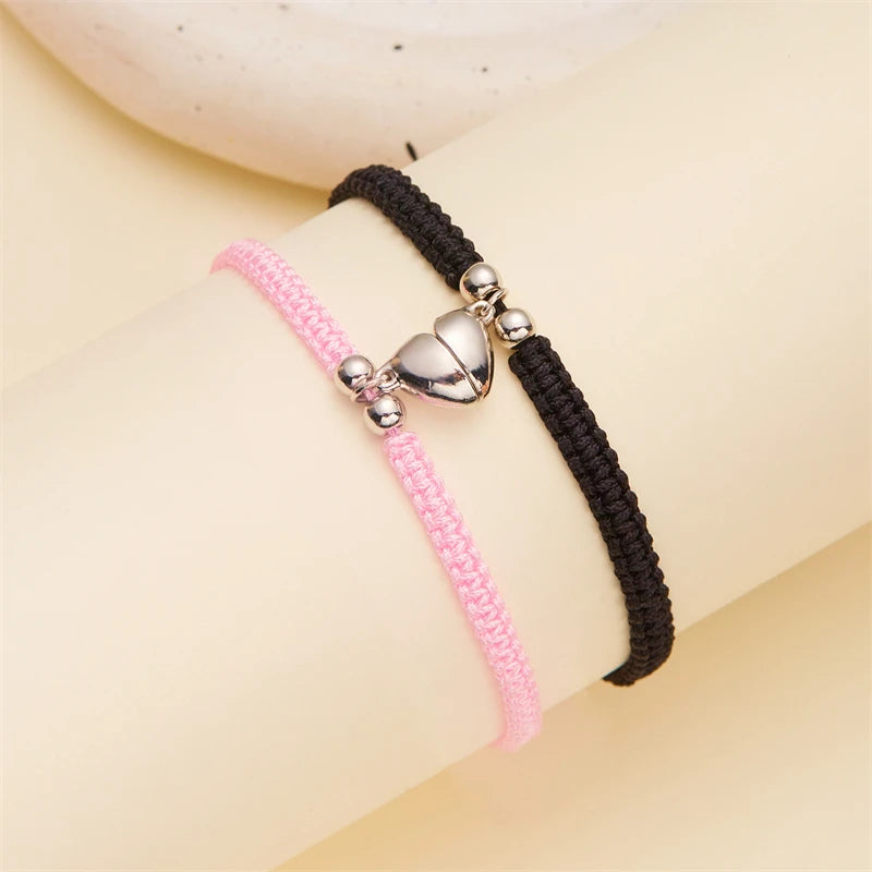 Bracelets Couple Cœur Magnétique Faits Main – Bijoux Ajustables Amour & Amitié | Saint-Valentin