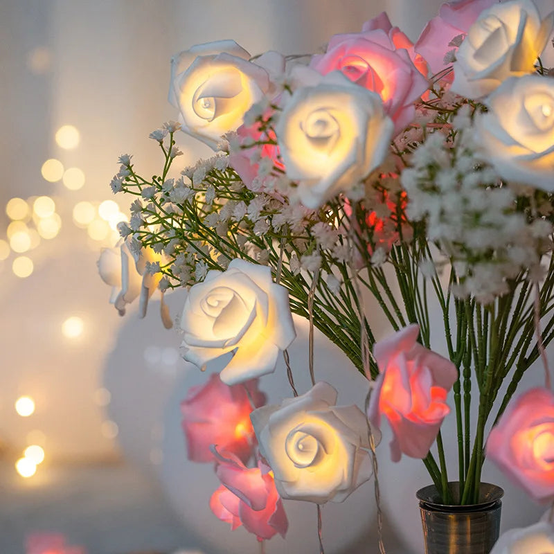 Guirlande Lumineuse Roses LED 1,5 m – 10 LED Décoratives pour Mariage, Saint-Valentin & Fêtes