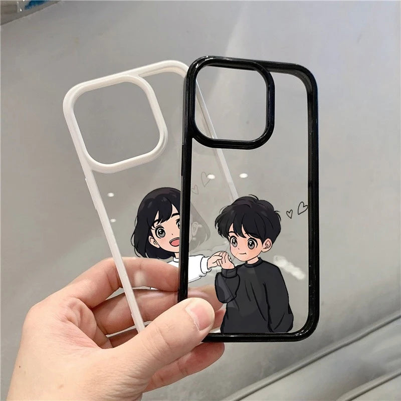 Coque iPhone Transparente Couple Garçon & Fille