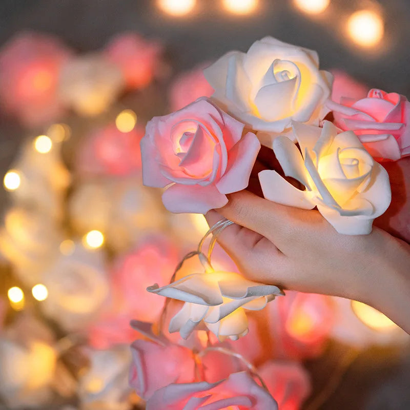 Guirlande Lumineuse Roses LED 1,5 m – 10 LED Décoratives pour Mariage, Saint-Valentin & Fêtes