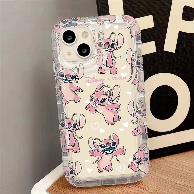 Coque iPhone Transparente Disney Stitch & Fleurs