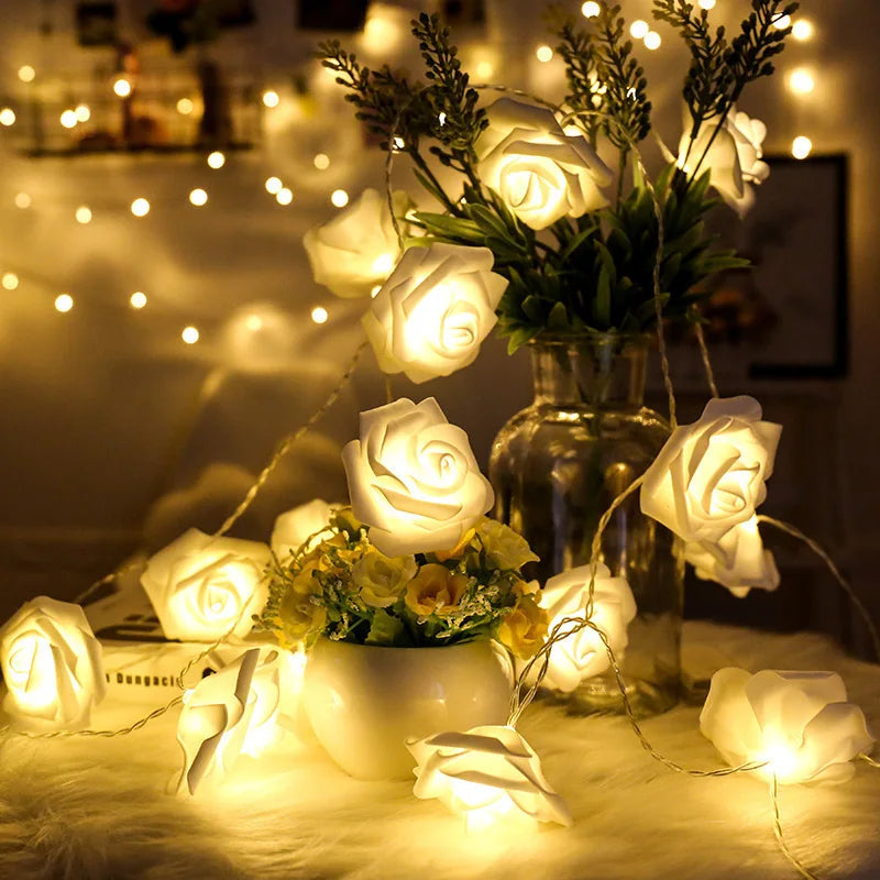 Guirlande Lumineuse Roses LED 1,5 m – 10 LED Décoratives pour Mariage, Saint-Valentin & Fêtes