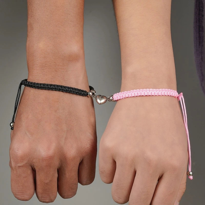Bracelets Couple Cœur Magnétique Faits Main – Bijoux Ajustables Amour & Amitié | Saint-Valentin