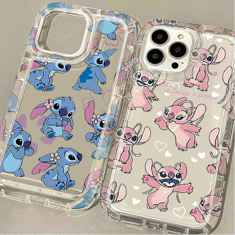 Coque iPhone Transparente Disney Stitch & Fleurs