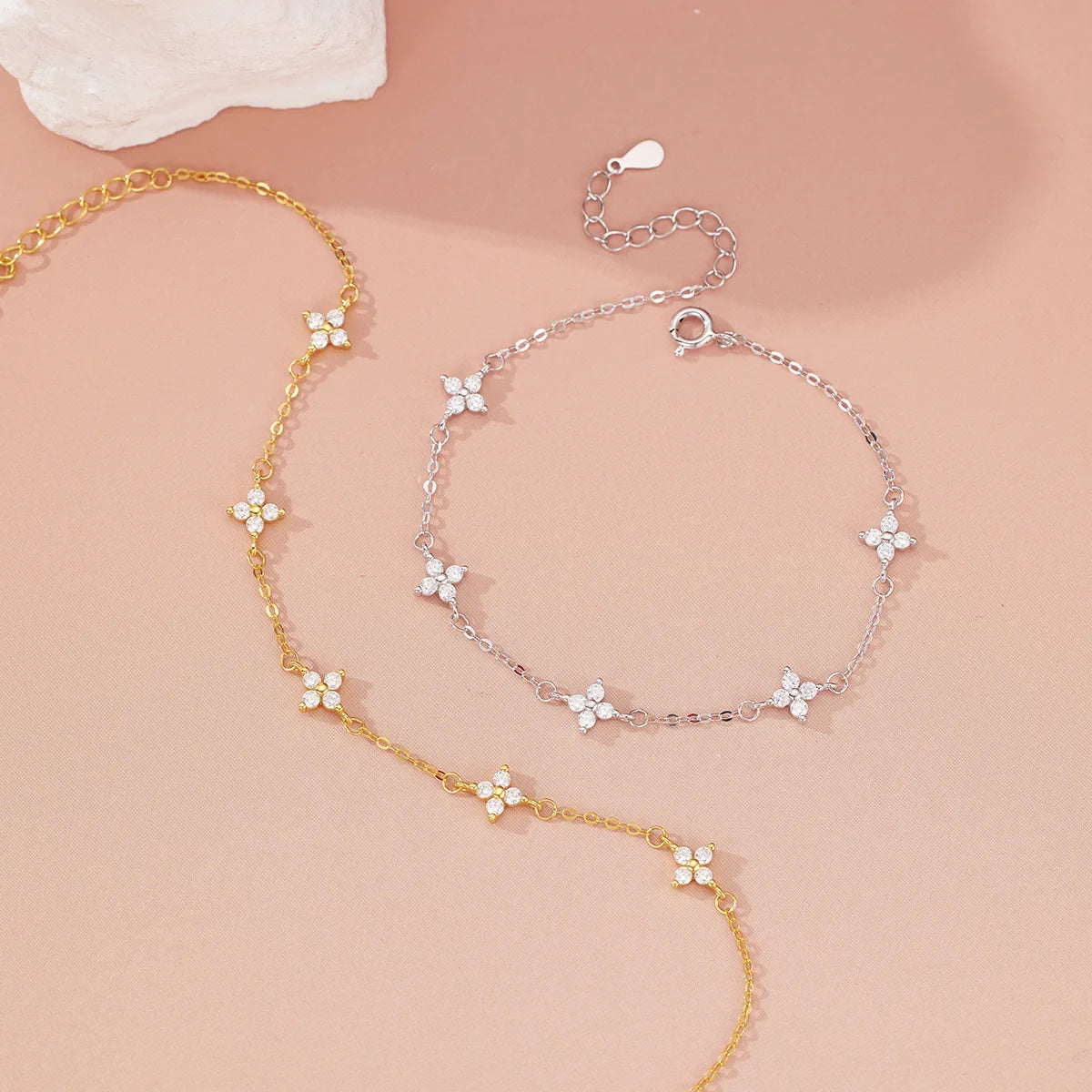 Bracelet Fleur Cristal en Argent 925 – Bijou Saint-Valentin pour Femme et Fille