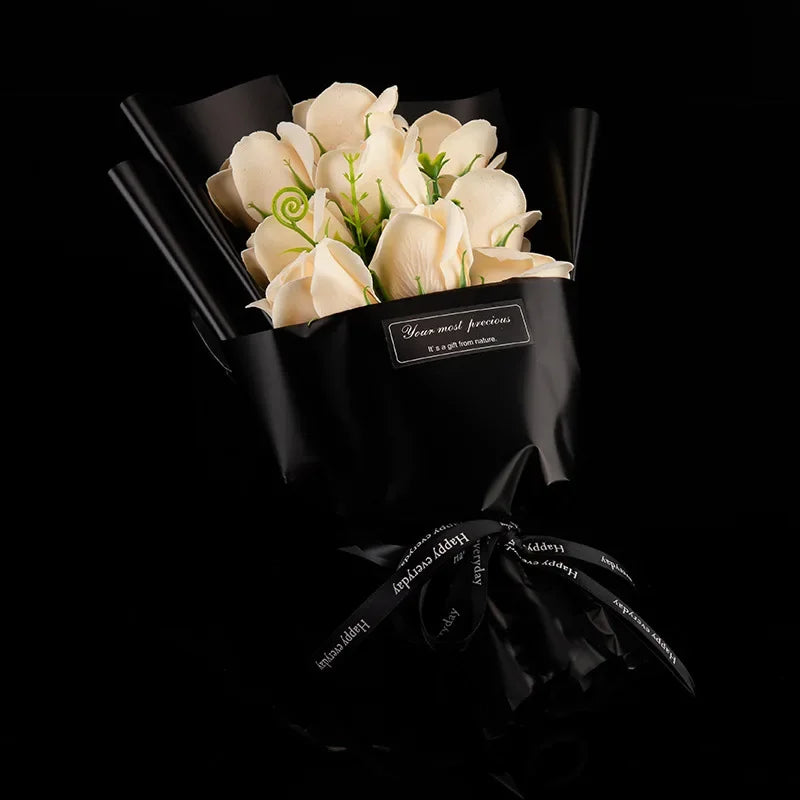 Bouquet de 9 Roses en Savon – Fleurs Artificielles Parfumées pour Cadeau et Décoration