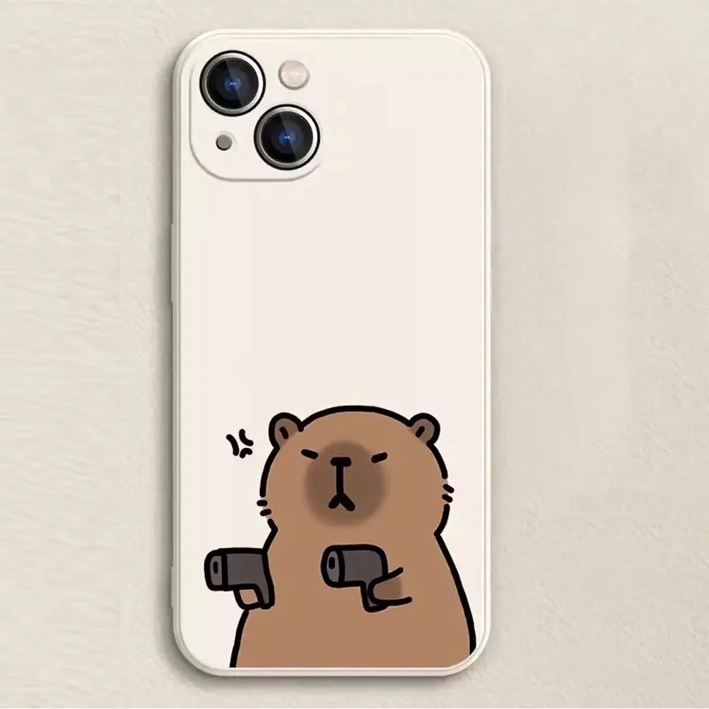Coque iPhone Cartoon Capybara – Couple d’Animaux Rigolo