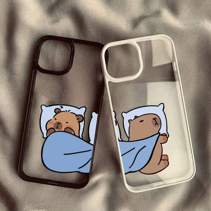 Coque iPhone Cartoon Capybara & Friends – Couple Mignon Lapin & Ours