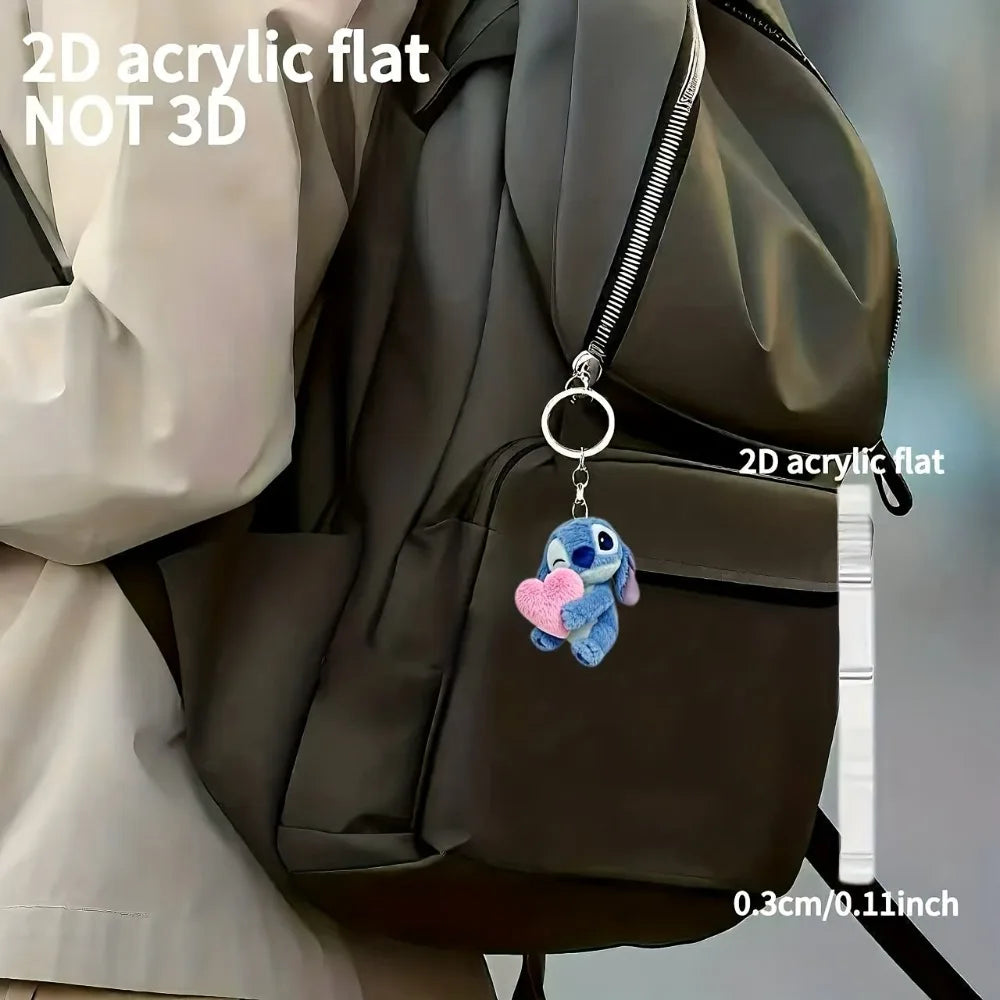 Porte-Clés Cœur Stitch Disney – Ornement Acrylique Officiel – Cadeau Saint-Valentin