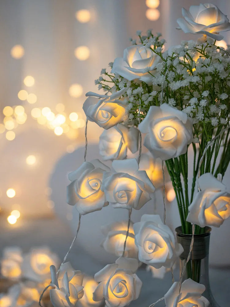 Guirlande Lumineuse Roses LED 1,5 m – 10 LED Décoratives pour Mariage, Saint-Valentin & Fêtes