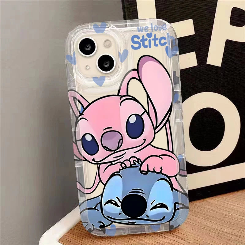 Coque iPhone Transparente Disney Stitch & Fleurs
