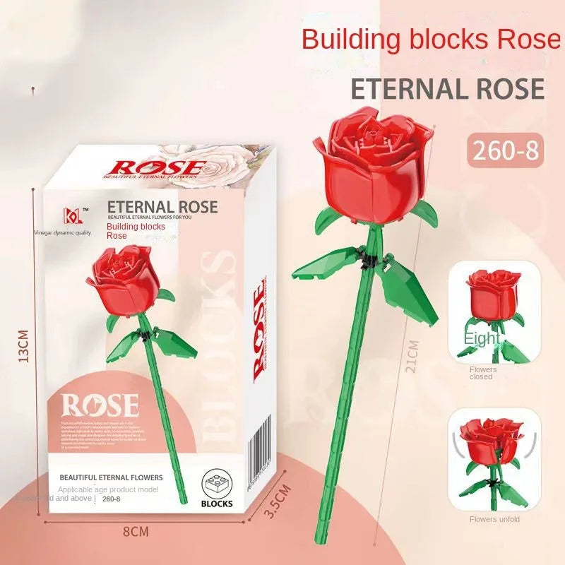 Bouquet de Roses Éternelles à Construire – Puzzle en Blocs – Cadeau Créatif Saint-Valentin