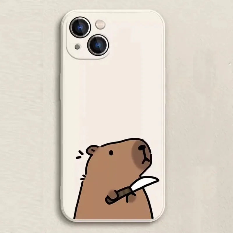Coque iPhone Cartoon Capybara – Couple d’Animaux Rigolo