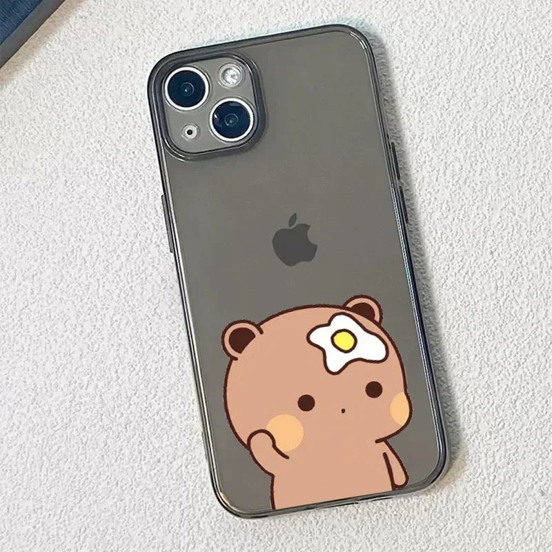 Coque Téléphone Couple Oursons – Coque Transparente Amoureux pour iPhone