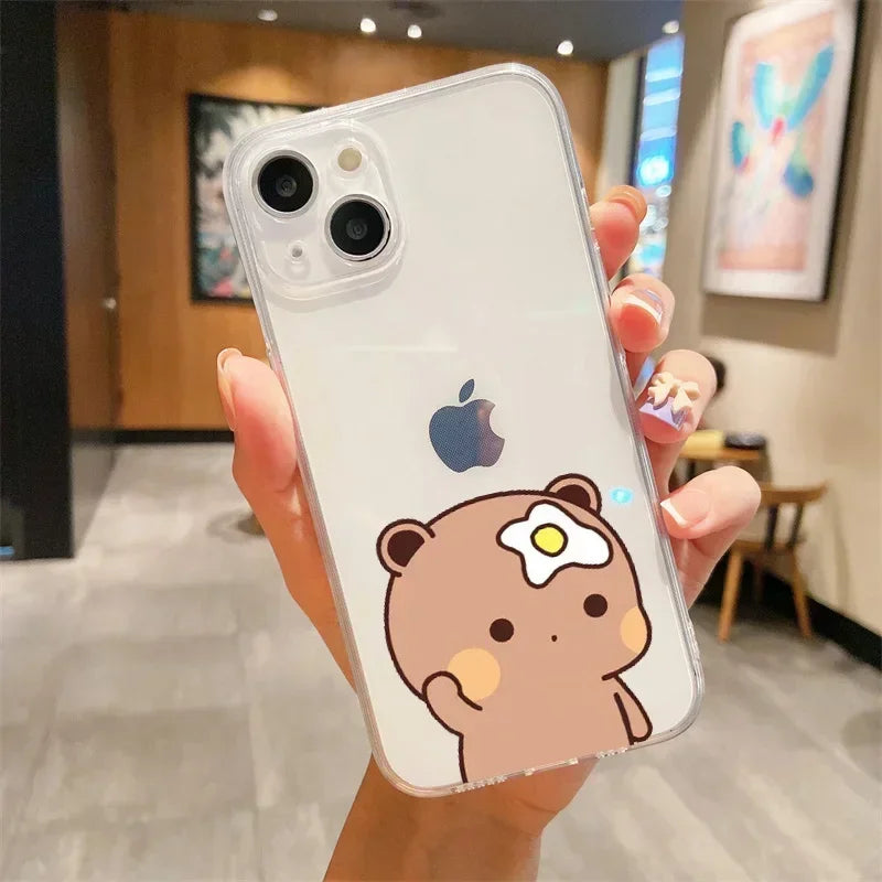 Coque Téléphone Couple Oursons – Coque Transparente Amoureux pour iPhone