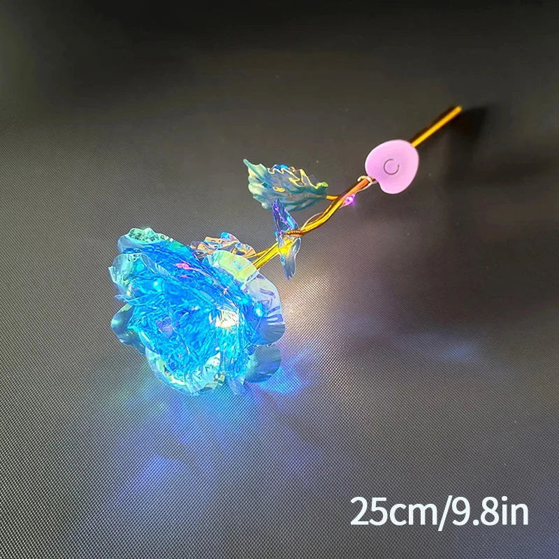 Rose Éternelle Artificielle sous Cloche en Verre avec Lumière LED