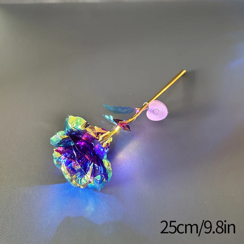 Rose Éternelle Artificielle sous Cloche en Verre avec Lumière LED