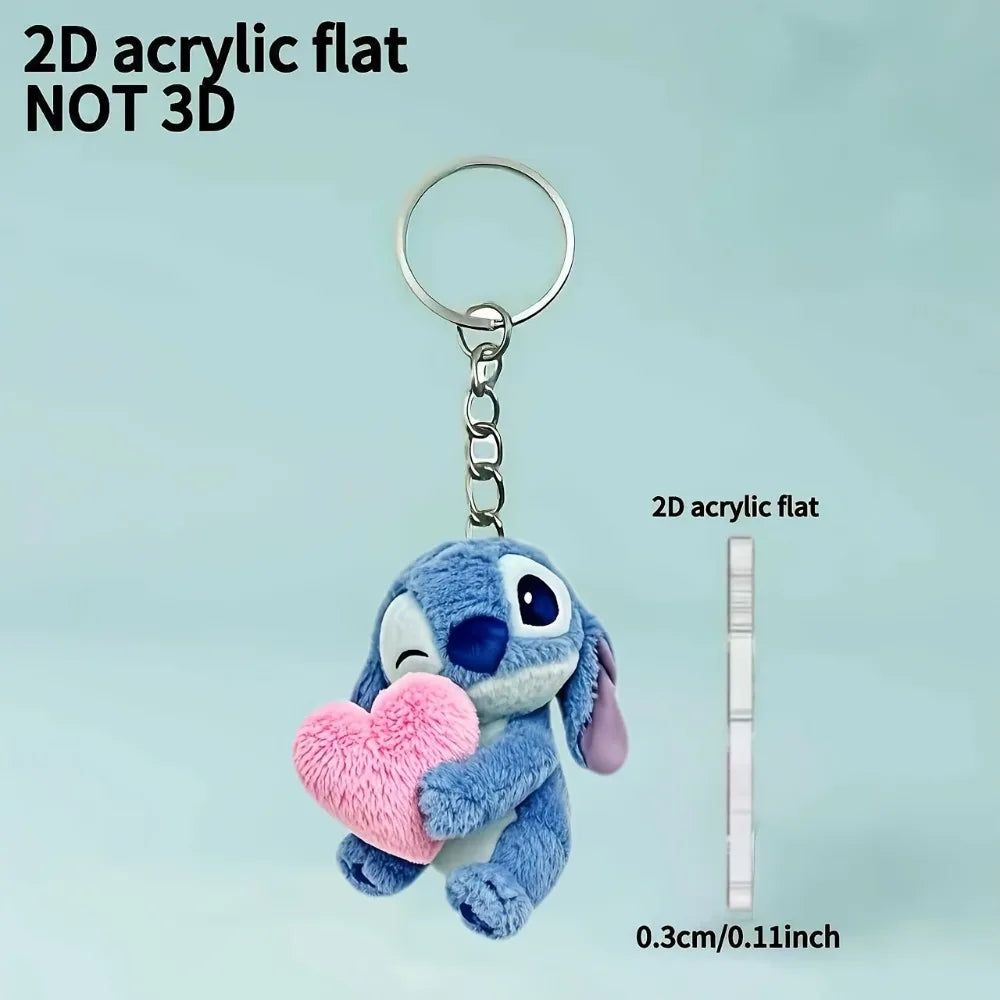 Porte-Clés Cœur Stitch Disney – Ornement Acrylique Officiel – Cadeau Saint-Valentin