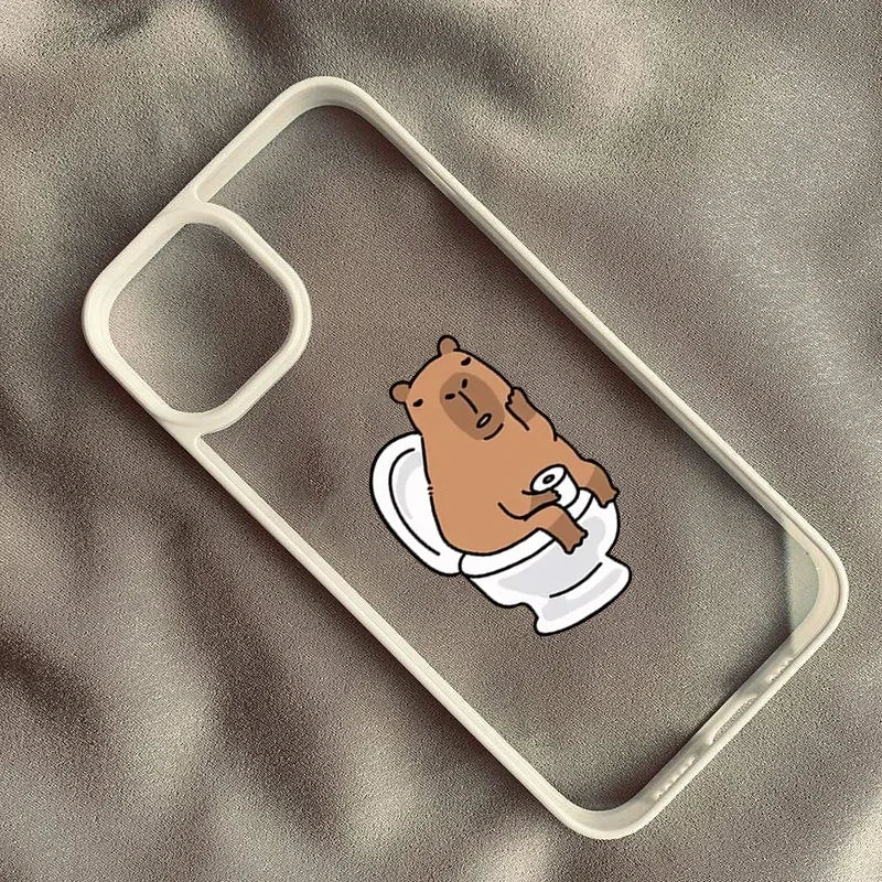 Coque iPhone Cartoon Capybara & Friends – Couple Mignon Lapin & Ours