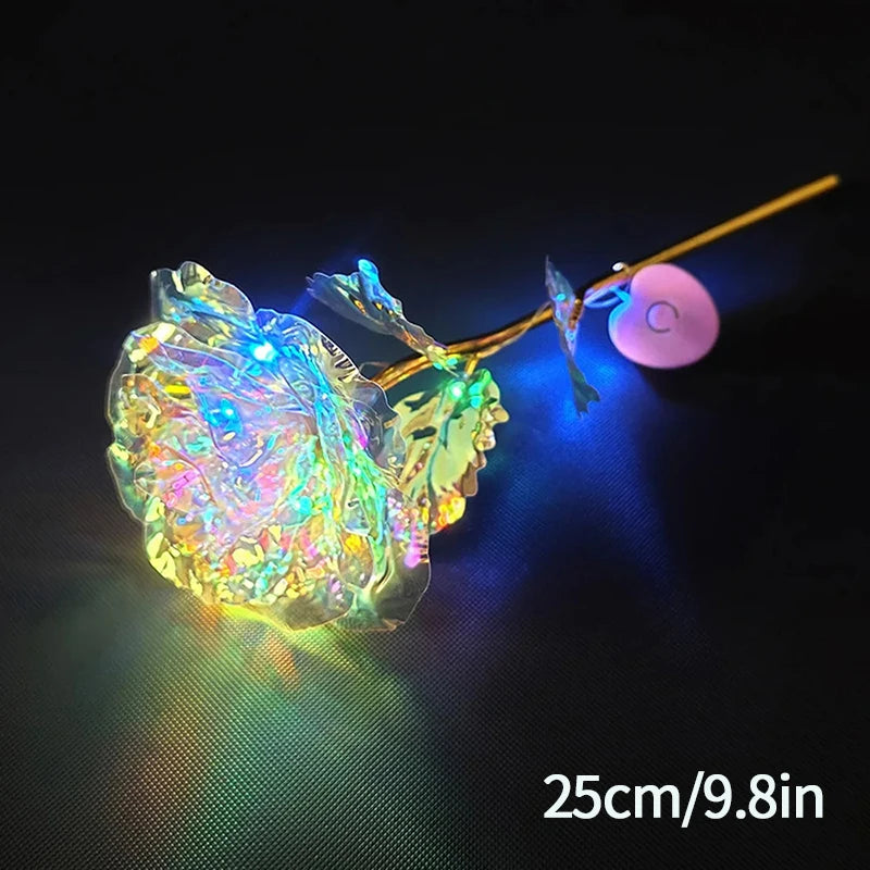 Rose Éternelle Artificielle sous Cloche en Verre avec Lumière LED