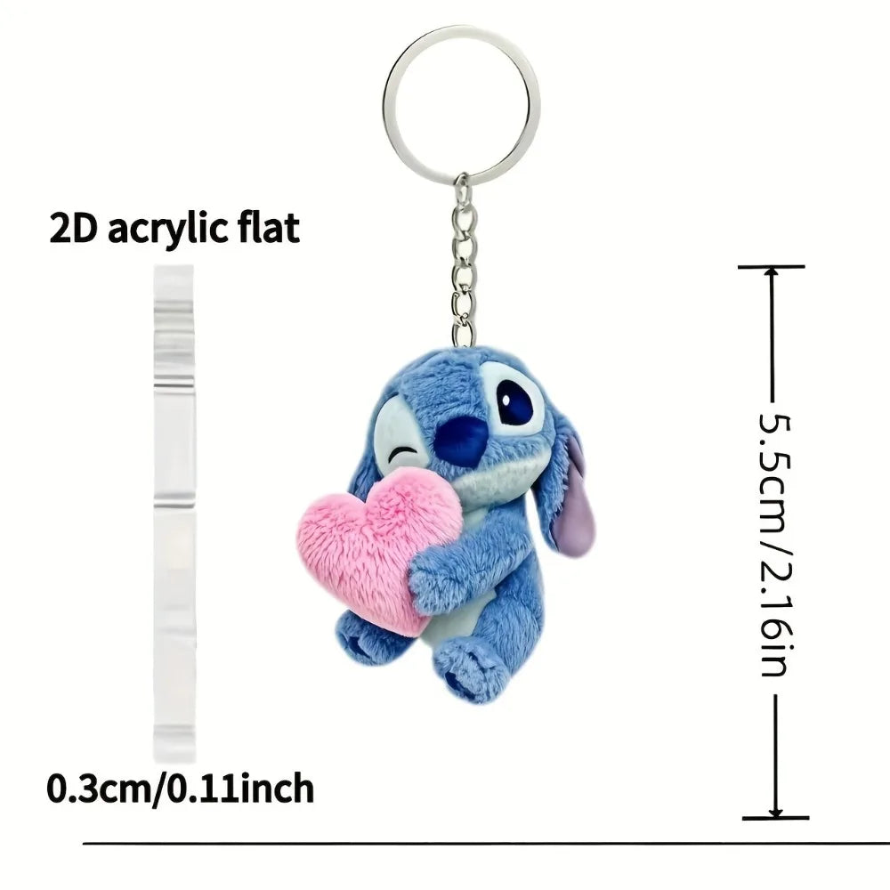 Porte-Clés Cœur Stitch Disney – Ornement Acrylique Officiel – Cadeau Saint-Valentin