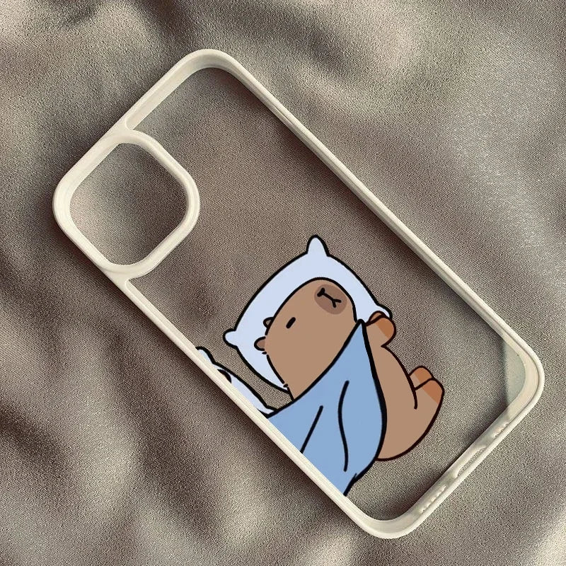 Coque iPhone Cartoon Capybara & Friends – Couple Mignon Lapin & Ours