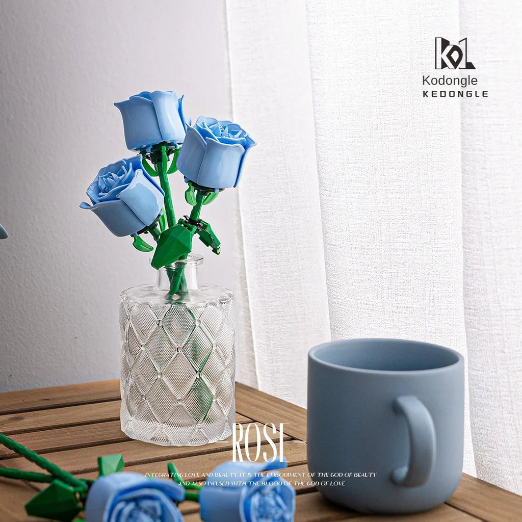 Bouquet de Roses Éternelles à Construire – Puzzle en Blocs – Cadeau Créatif Saint-Valentin