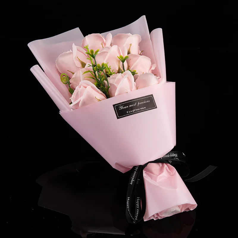 Bouquet de 9 Roses en Savon – Fleurs Artificielles Parfumées pour Cadeau et Décoration
