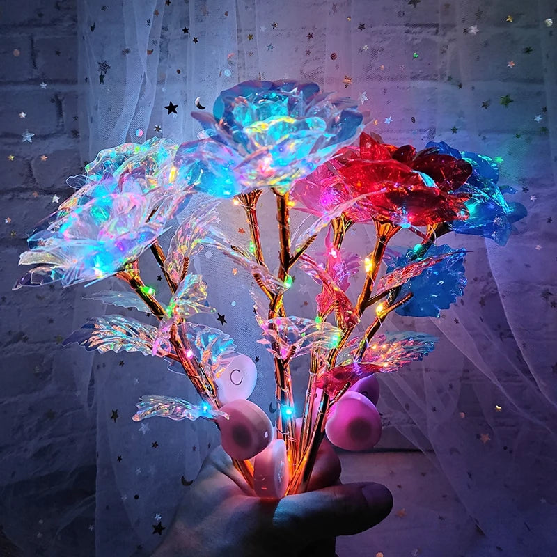 Rose Éternelle Artificielle sous Cloche en Verre avec Lumière LED