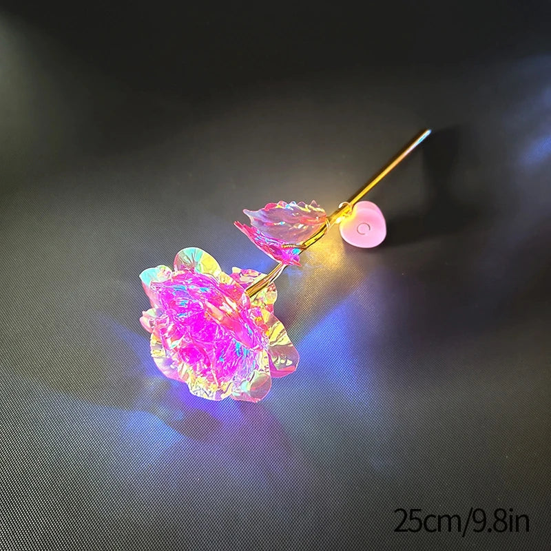 Rose Éternelle Artificielle sous Cloche en Verre avec Lumière LED