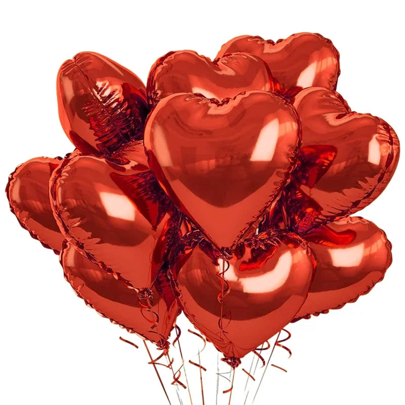 Ballons Cœur Rouge en Aluminium – Décoration Romantique Hélium | Saint-Valentin & Mariage
