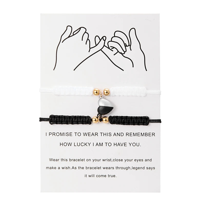 Bracelets Couple Cœur Magnétique Faits Main – Bijoux Ajustables Amour & Amitié | Saint-Valentin