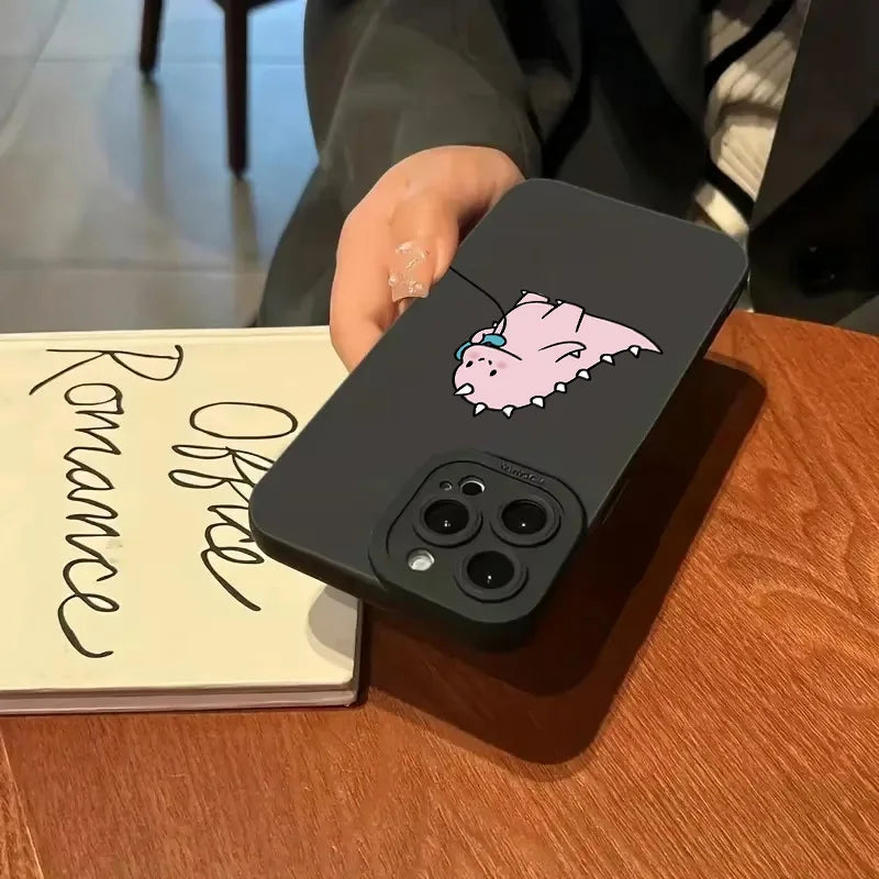 Coque iPhone Dinosaure Vert Cartoon – Couple Mignon & Drôle