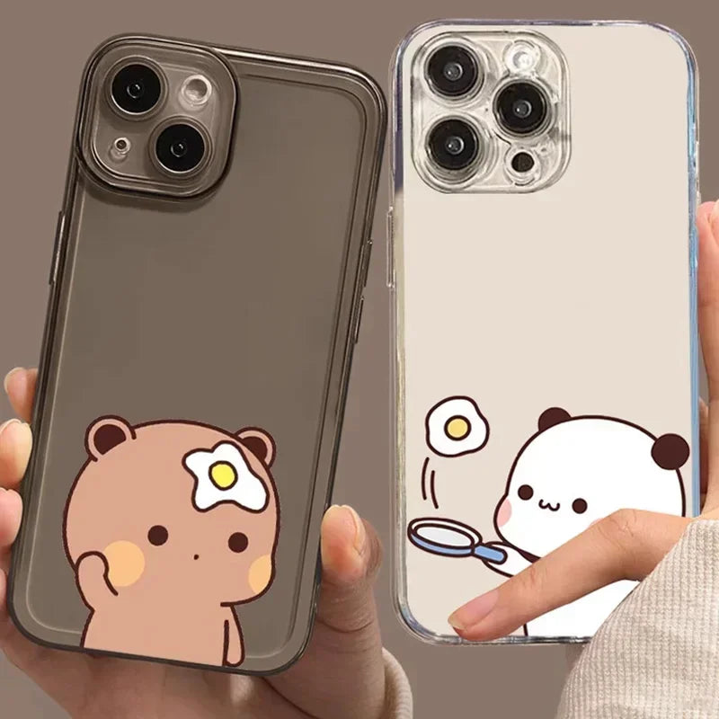 Coque Téléphone Couple Oursons – Coque Transparente Amoureux pour iPhone