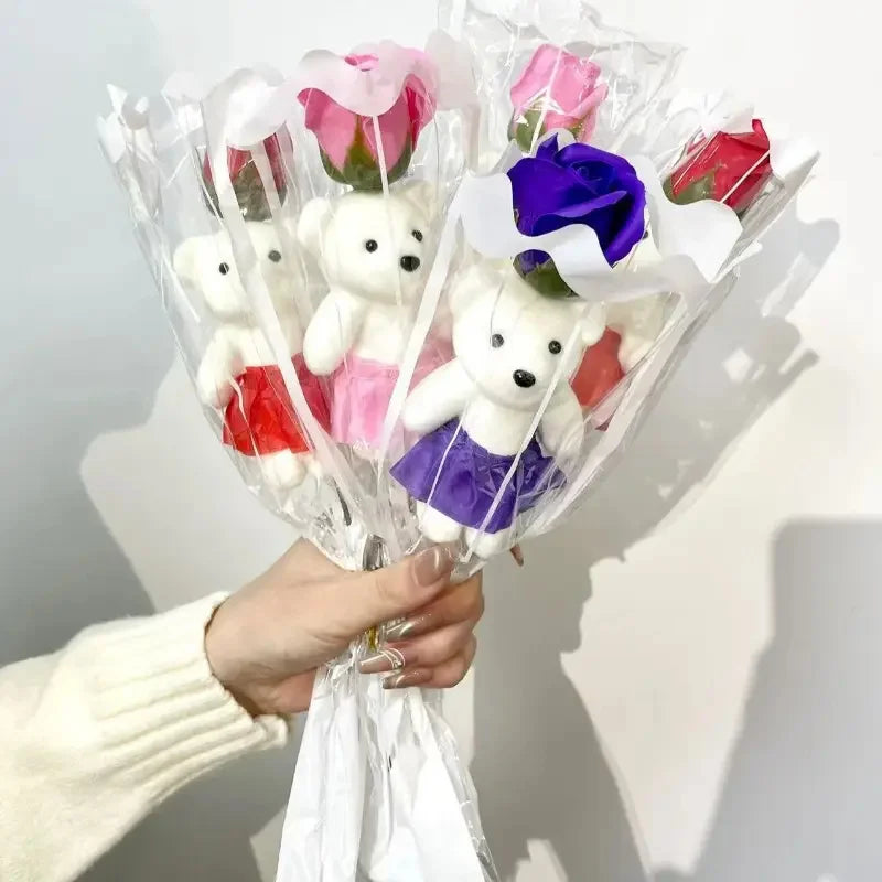Bouquet de Roses avec Ourson – Cadeau Romantique et Original