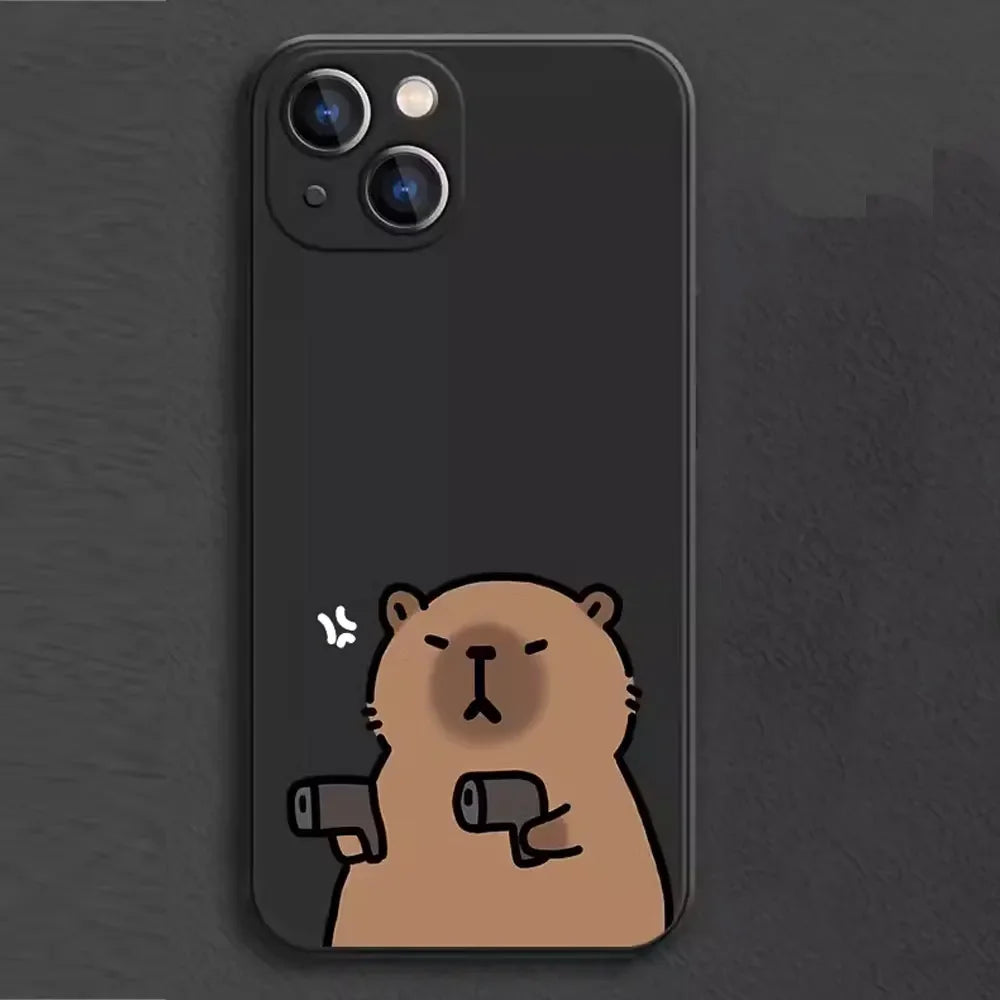 Coque iPhone Cartoon Capybara – Couple d’Animaux Rigolo