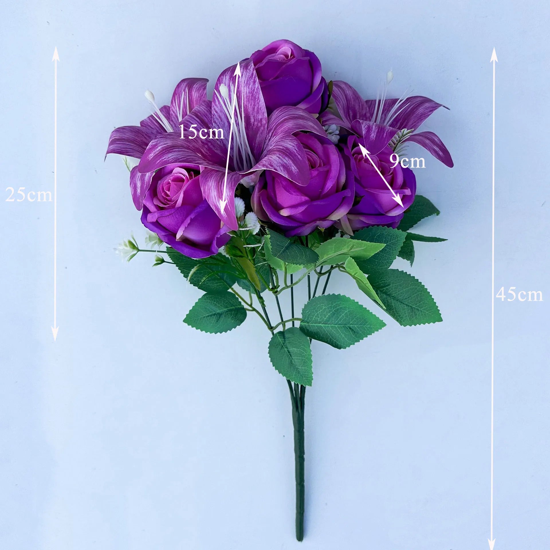 Bouquet Printanier Mélangé – 9 Tiges de Roses et Lys