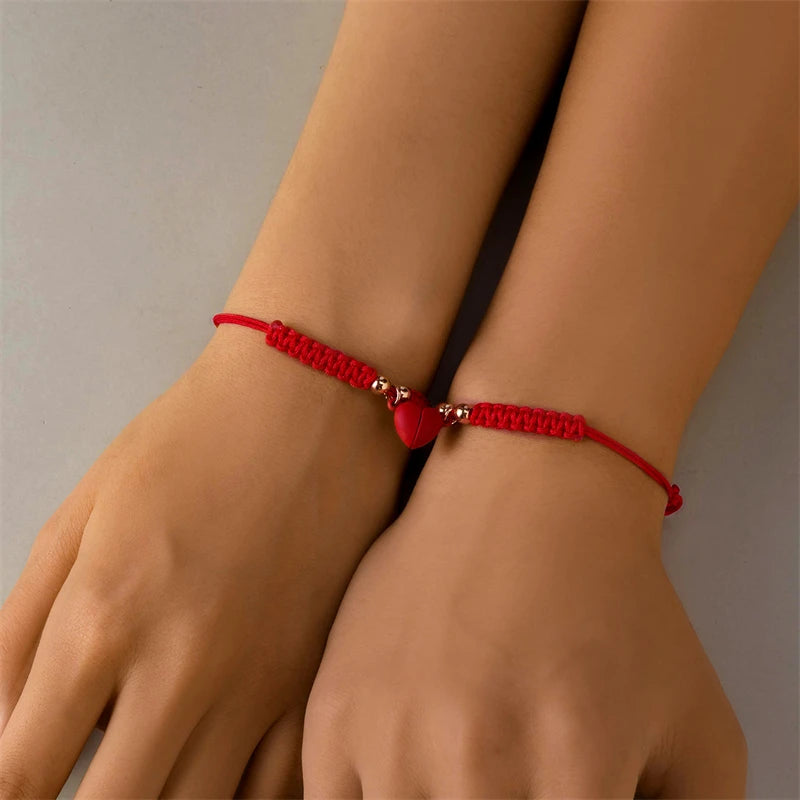 Bracelets Couple Cœur Magnétique Faits Main – Bijoux Ajustables Amour & Amitié | Saint-Valentin